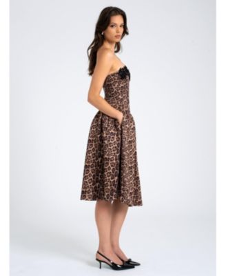  Uchenna Cheetah Print Stretchy Strapless Midi Dress
