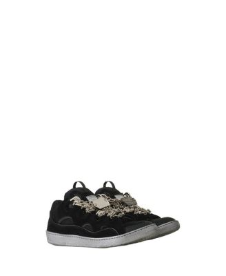 Lanvin Unisex Curb Sneakers Id Chain In Suede In Black