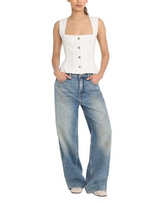 Button Front Peplum Top