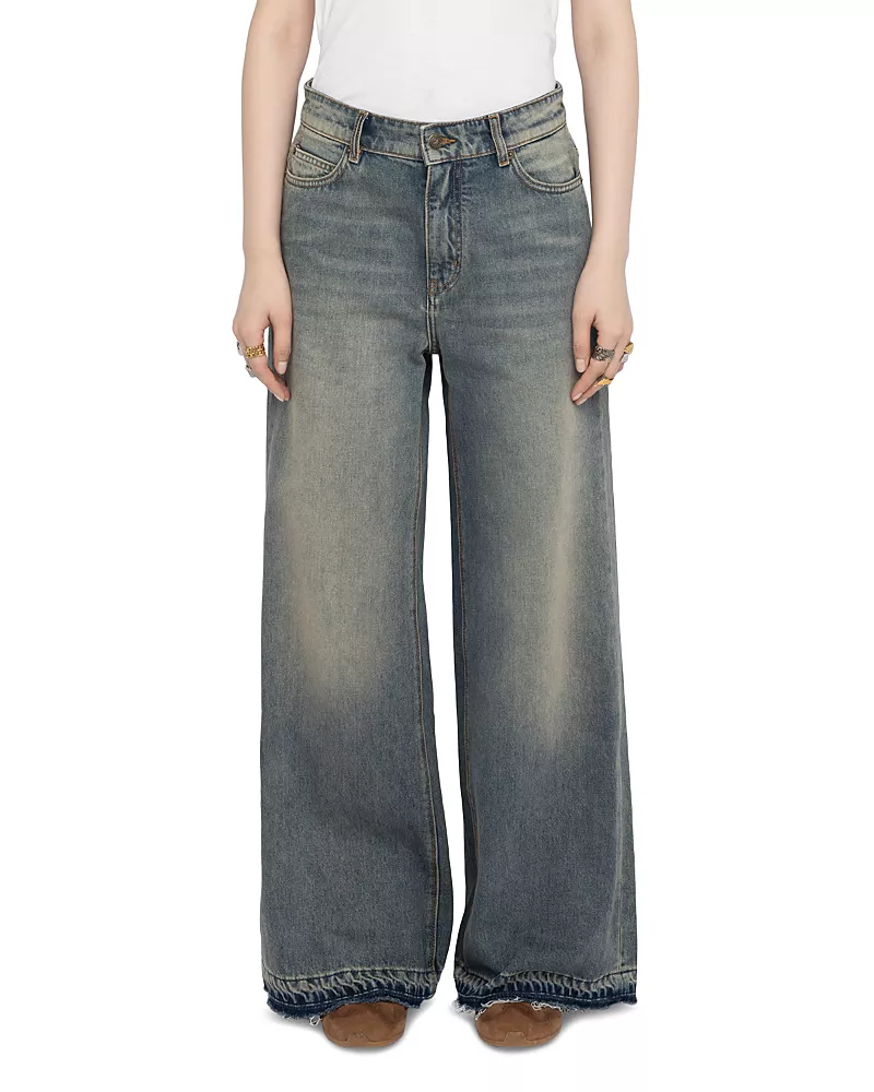 Zadig & Voltaire Eli High Rise Wide Leg Jeans in Light Blue