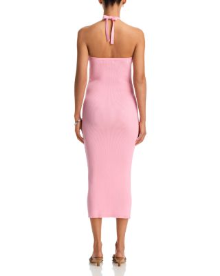 Asymmetric Neck Rosette Trim Dress - Exclusive