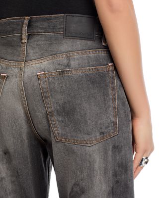 Wide Leg Paint Splatter Jeans in Black