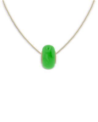 14K Yellow Gold Green Jade Rondelle Pendant Necklace, 16-18" - Exclusive