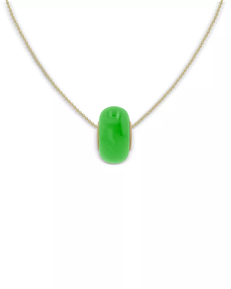 Moon & Meadow 14K Yellow Gold Green Jade Rondelle Pendant Necklace, 16-18 - Exclusive
