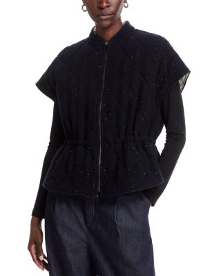 Diamond Quilted Sequin Platinum Oversize Vest