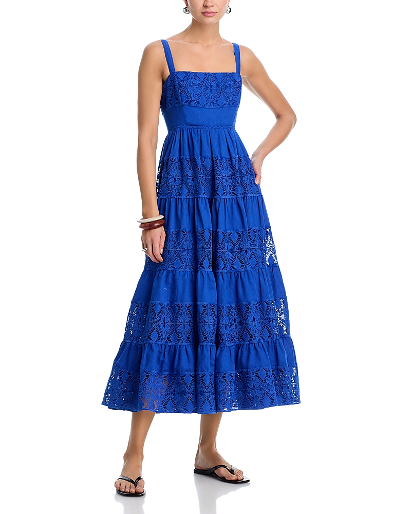 Aqua Lace Inset Tier Midi Dress - Exclusive