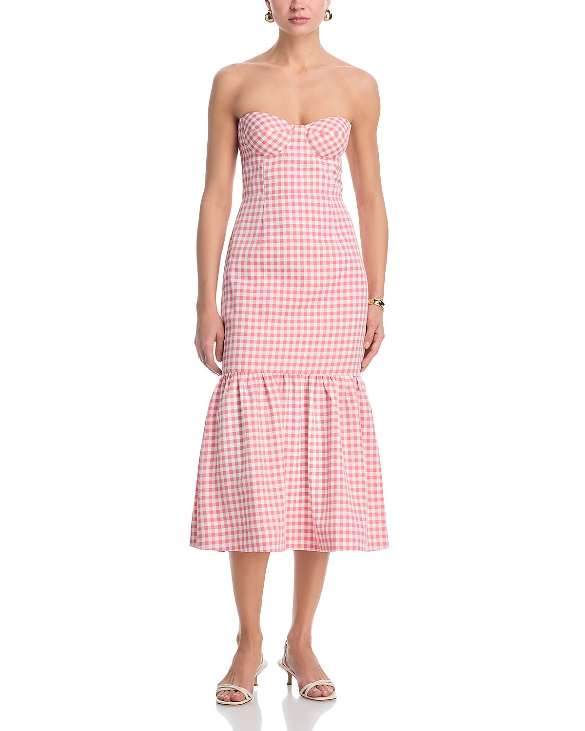 Aqua Gingham Strapless Dress - Exclusive