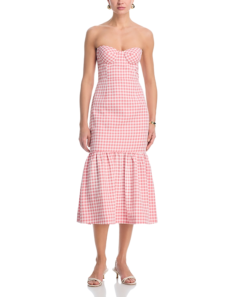 Aqua Gingham Strapless Dress - Exclusive