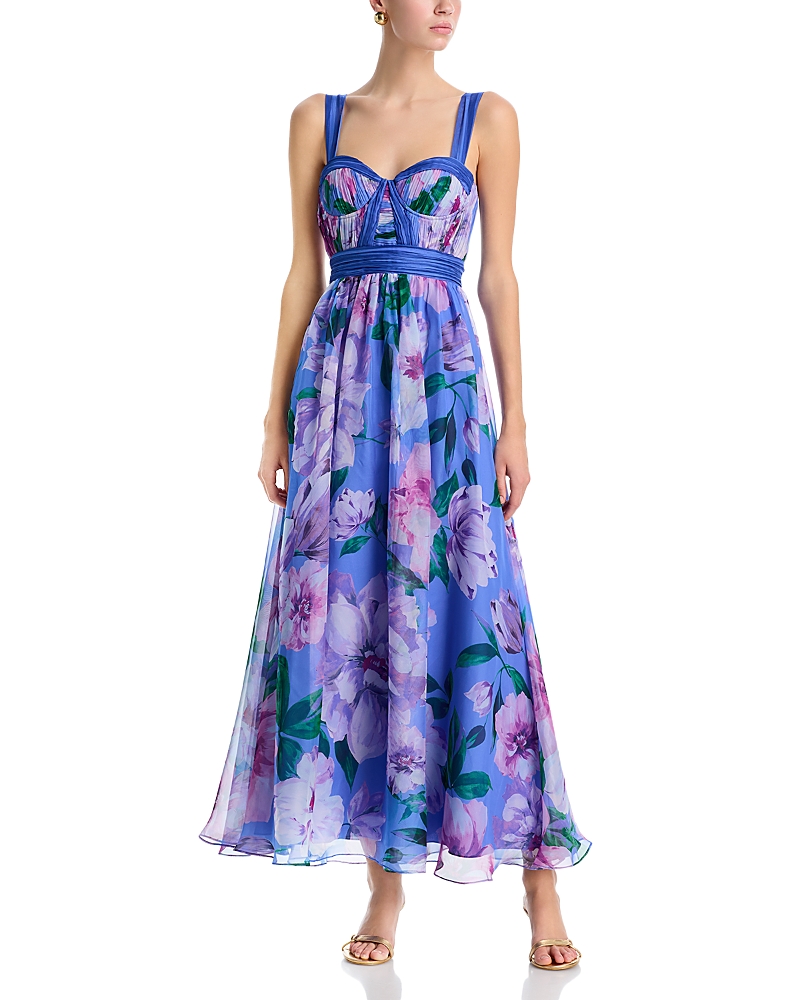Aqua Floral Boarder Maxi Dress - Exclusive