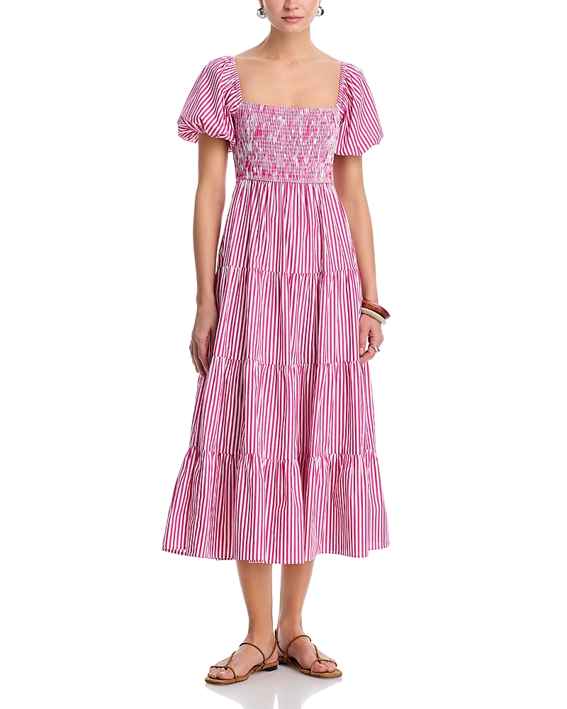 Aqua Stripe Poplin Midi Dress - Exclusive
