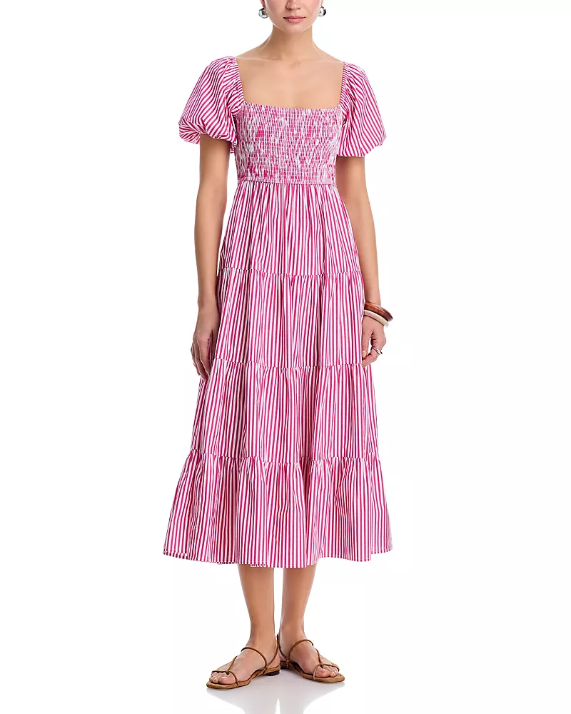 Aqua Stripe Poplin Midi Dress - Exclusive