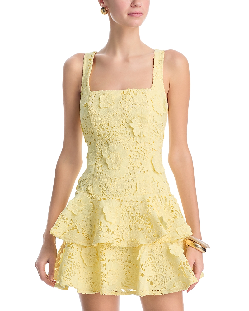 Aqua Lace Tiered Mini Dress - Exclusive