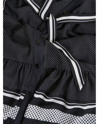 Valerie Contrast Print Tie Neck Dress