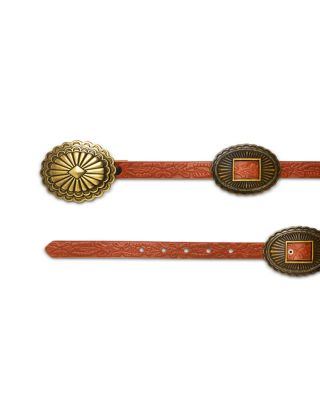 & Stetson Tooled Leather Concho Belt