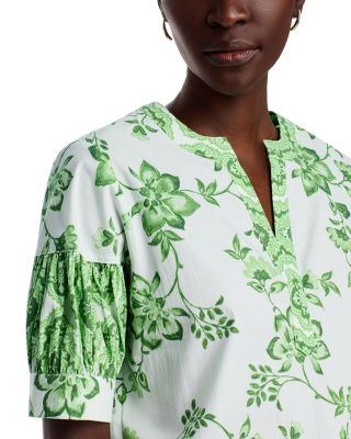 Split Neck Printed Blouse