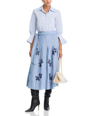 x Stetson Chambray Midi Skirt