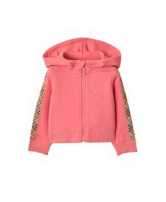 Girls' Check Trim Cotton Zip Hoodie - Baby, Little Kid