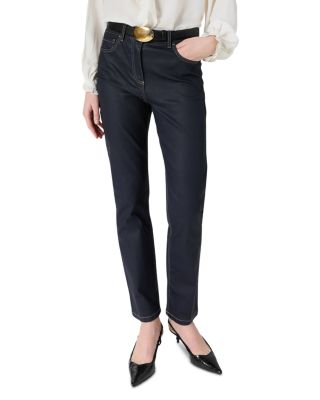 Aya High Rise Straight Jeans in Navy