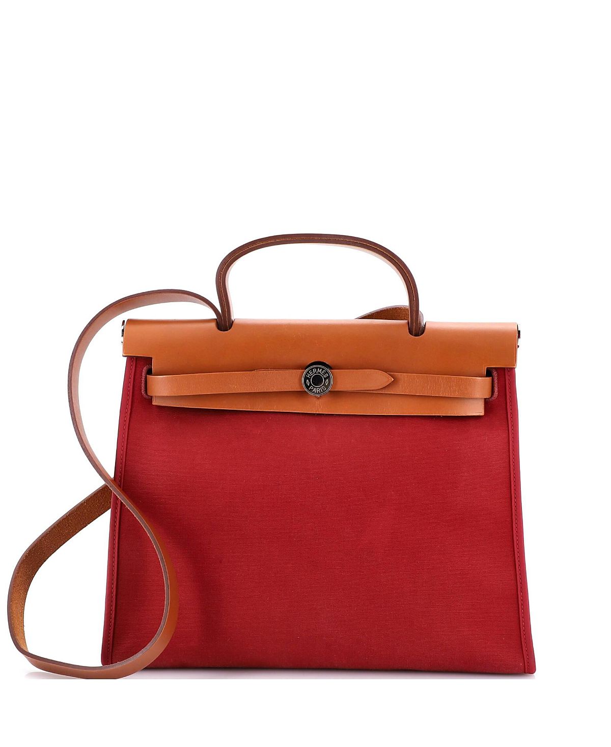Pre-Owned HERMES 31 Herbag Zip Leather and Toile