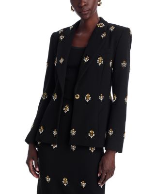 Crystal Embroidered Blazer & Embroidered Embellished Wool Skirt