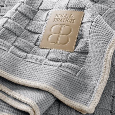 Basketweave Knit Cotton Throw Blanket