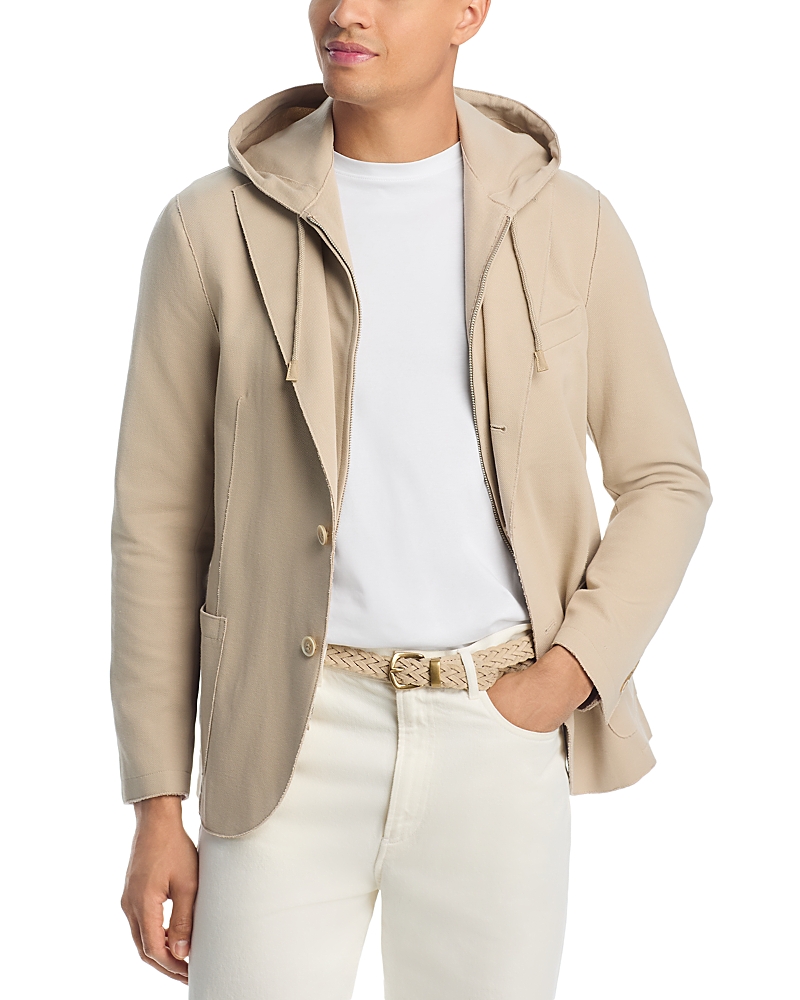 Eleventy Cotton Pique Jersey Jacket & Removable Hood