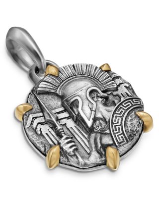 Men's Ares Amulet in Sterling Silver with 18K Yellow Gold, 26.4mm