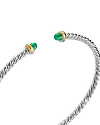 Micro Cable Flex&reg; Bracelet in Sterling Silver with 14K Yellow Gold and Gemstones, 2.6mm