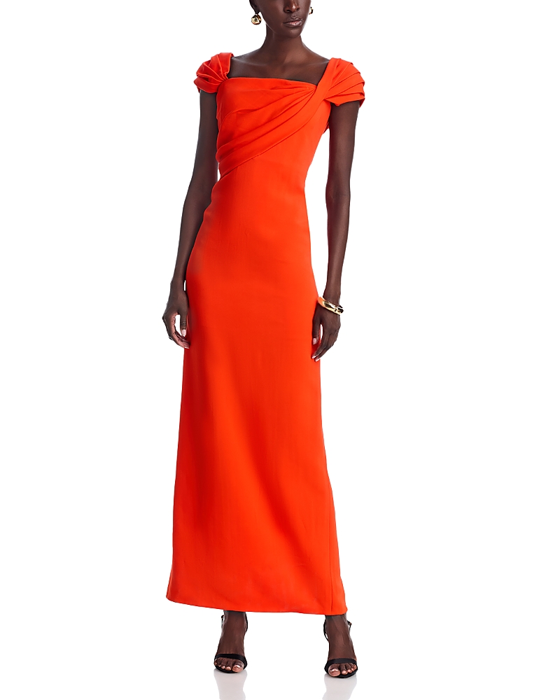 Oscar de la Renta Cap Sleeve Draped Dress