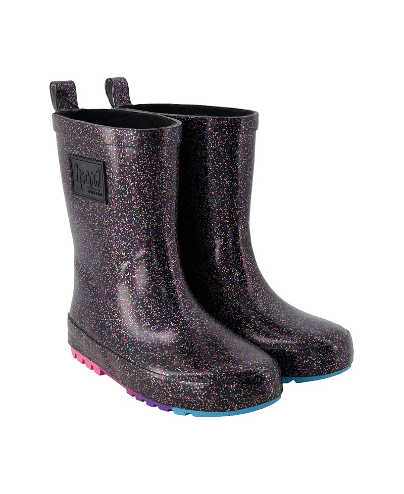 Deux par Deux Girls' Rain Boots in Glitter Natural Rubber - Little Kid, Big Kid