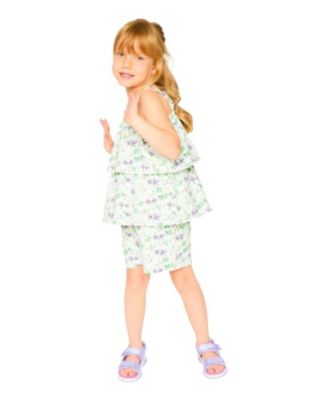 Girls' Jersey Printed Flowers Romper with Tiers - Baby