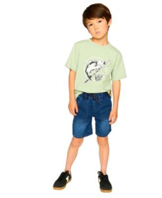 Boys' French Terry Elastic Waist Drawstring Denim Shorts - Little Kid
