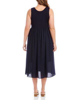 Plus Size Sleeveless Contrast Midi Dress