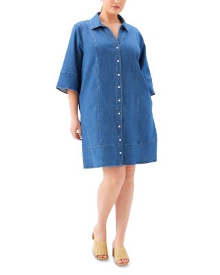 Plus Size Flare Sleeve Shirt Dress