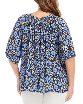 Plus Size Puff Sleeve Peasant Top
