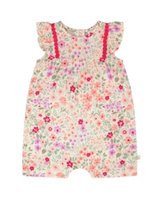 Girls' Sleeveless Flutter Ruffles Printed Flowers Romper - Baby