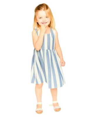  Girls' Sleeveless Striped Flared Dress - Big Kid