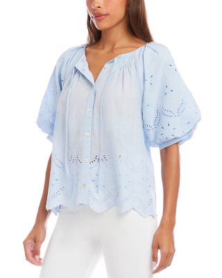 Puff Sleeve Embroidered Top