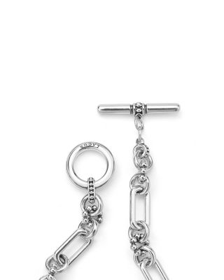 Sterling Silver Signature Caviar Oval & Round Link Bracelet