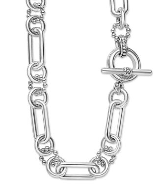 Sterling Silver Signature Caviar Link Necklace, 18"