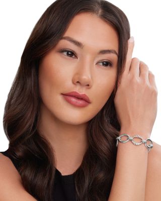 Sterling Silver Signature Caviar Oval Fluted Link Bracelet