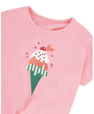 Girls' Organic Cotton Jersey Ice Cream T-Shirt with Tie at Waist - Little Kid