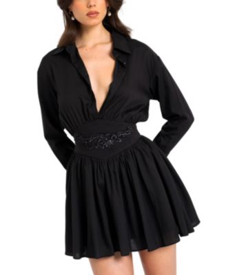  Jamila Embroidered Waist Shirt Style Mini Dress