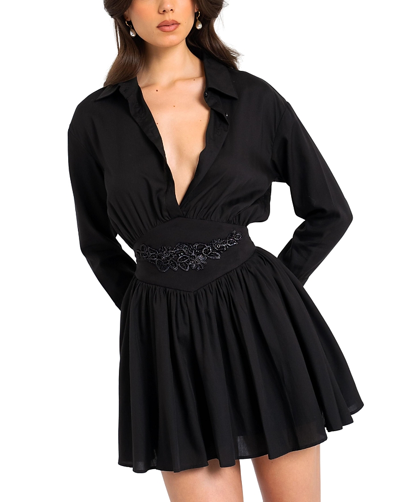 Miss Circle Jamila Embroidered Waist Shirt Style Mini Dress
