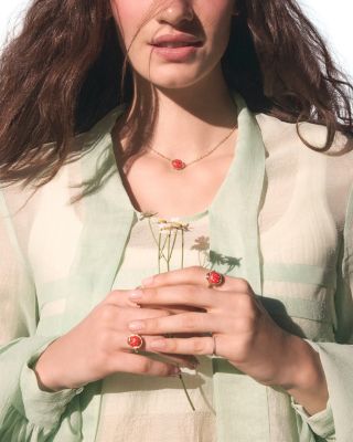 Ladybug Short Pendant Necklace, 16"