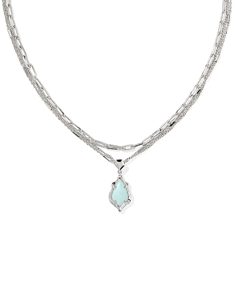 Kendra Scott Adriana Scallop Frame Multi Strand Necklace, 17.5 In Silver Sea Green Chrysocolla