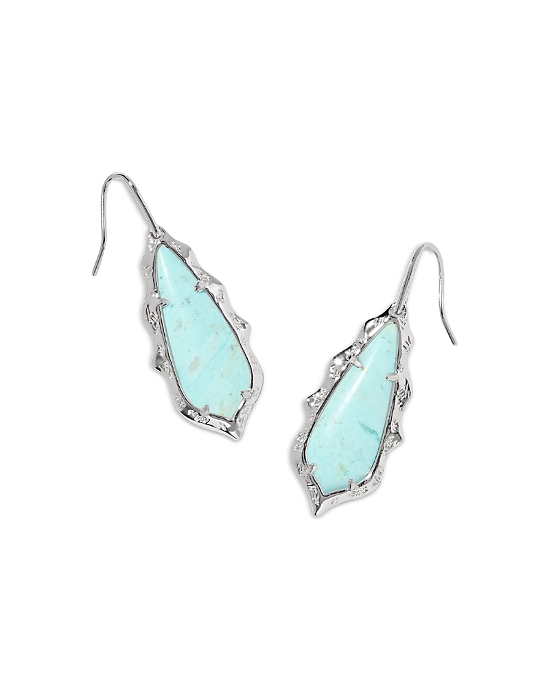 Kendra Scott Adriana Scallop Frame Drop Earrings In Silver Sea Green Chrysocolla
