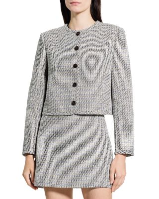 Crewneck Pocket Jacket in Striped Tweed