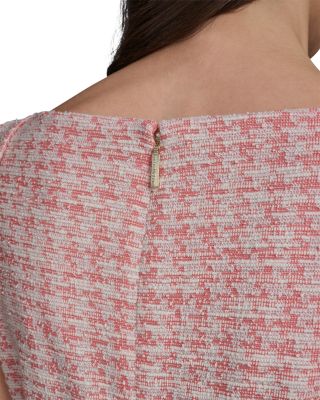 Flower Button Sleeveless Knit Tweed Dress