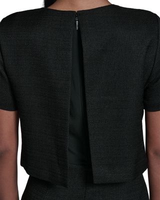 Flower Button Short Sleeve Summer Tweed Dress